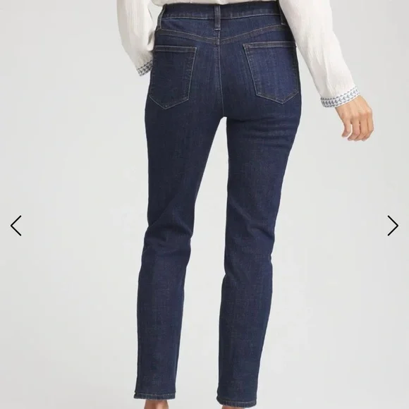 NWT Chicos Girlfriend Slim Ankle Jeans Dark Muted Blue Chicos Sz (3P) U.S. 16P - Picture 2 of 7